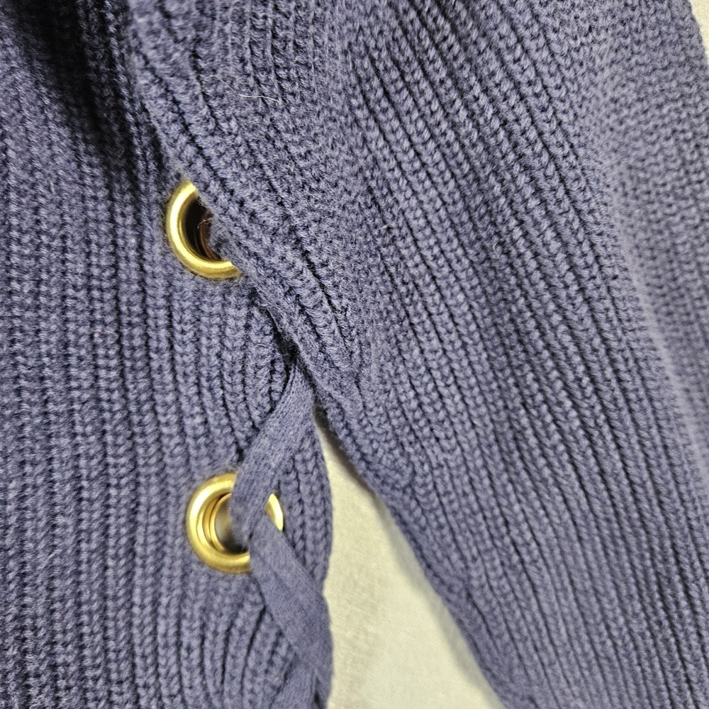 Michael Kors Sweater Womens XL Navy Ribbed Side Lace‎ Up Grommet - Picture 10 of 12